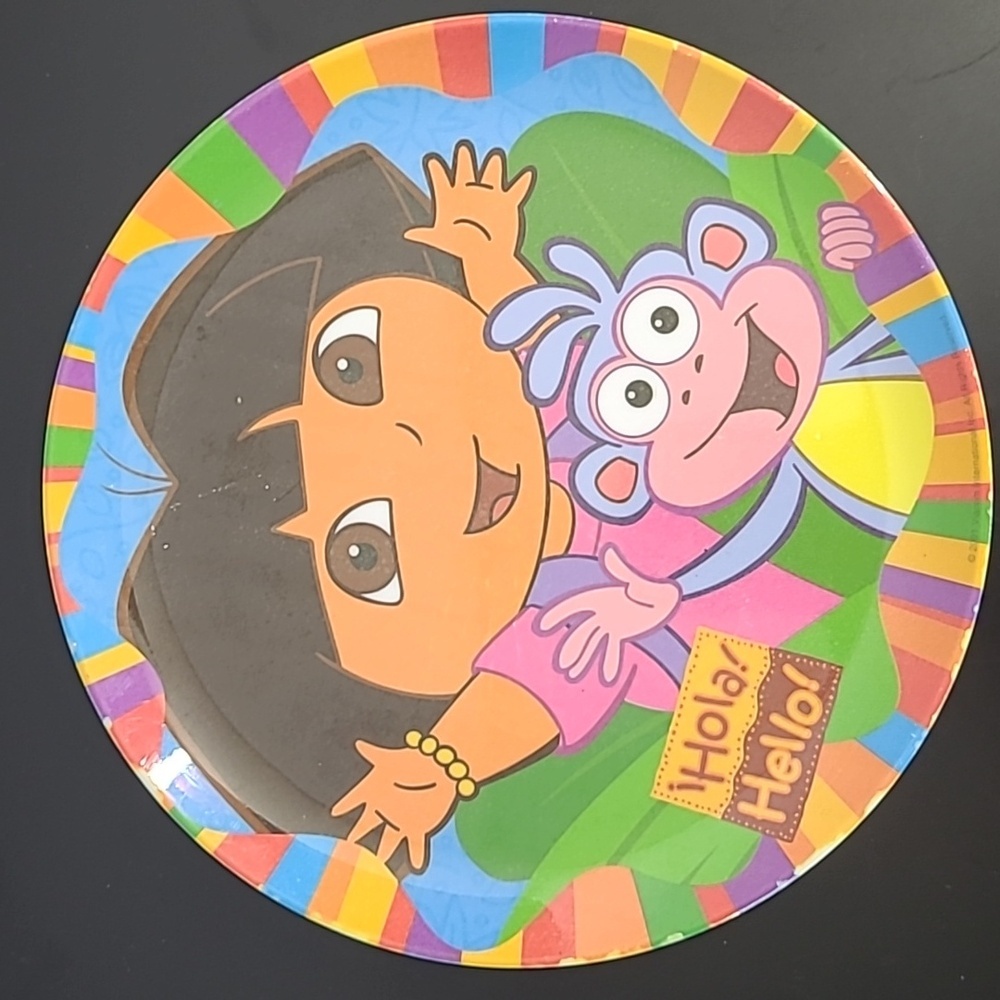 Y2K 2001 Dora The Explorer Boots Hola Hello Disney Kids Melamine Plate Colorful